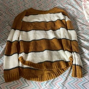 yellow and white fall sweater